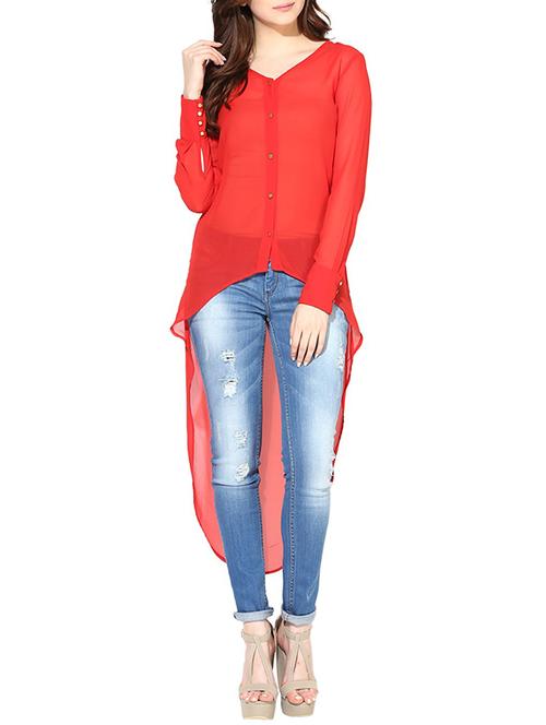 red georgette top - 10306513 - Very Small Image - 1