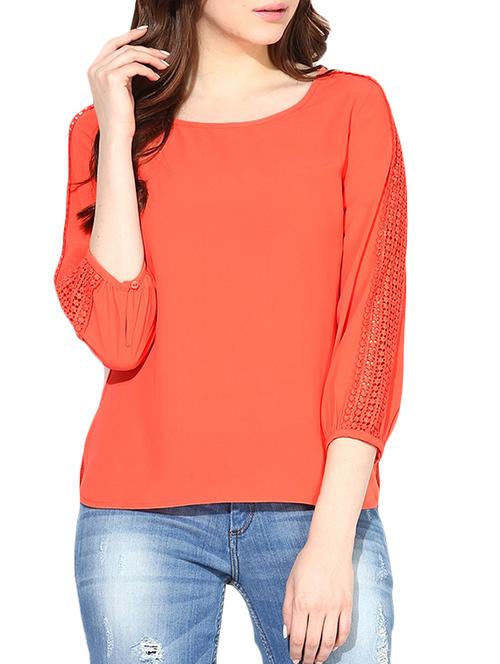 orange crepe top - 10306520 - Very Small Image - 1