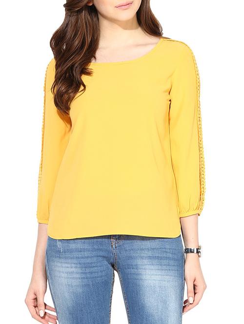 yellow crepe top - 10306523 - Very Small Image - 1