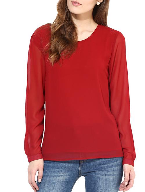 maroon georgette top - 10306586 - Very Small Image - 1