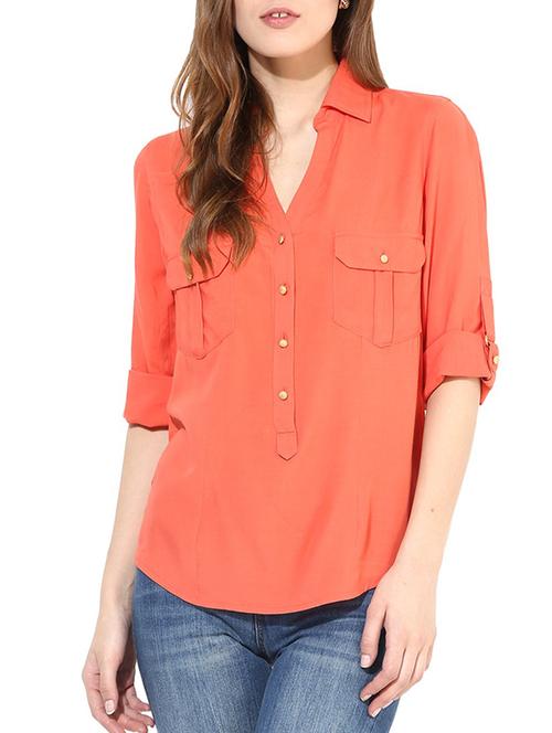 orange rayon top - 10306593 - Very Small Image - 1
