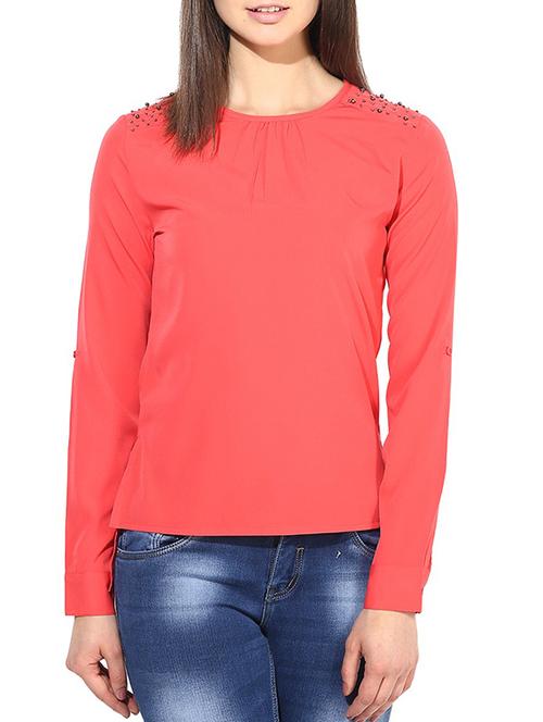 orange crepe top - 10306669 - Very Small Image - 1
