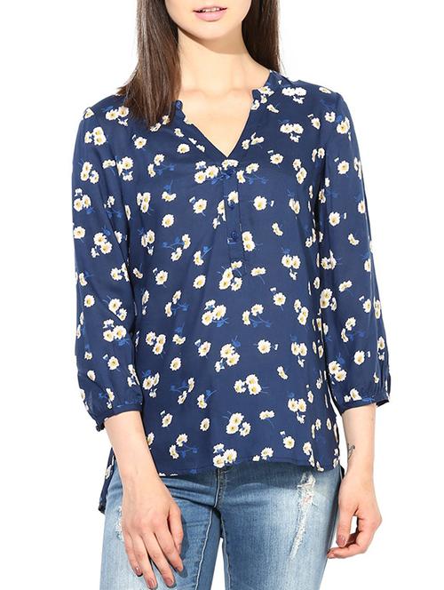 blue rayon top - 10306701 - Very Small Image - 1