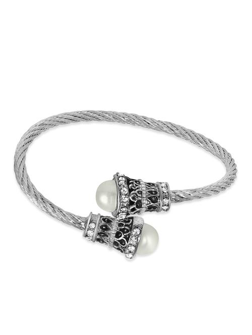 silver , white crystal bangle - 10306730 - Very Small Image - 1