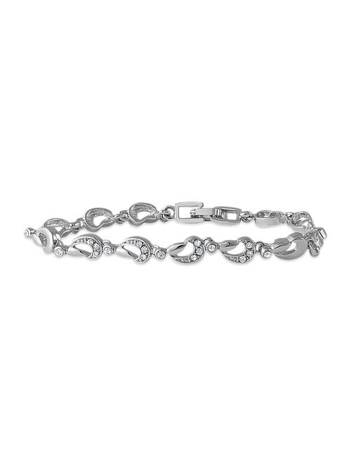 silver , white crystal bracelet - 10306796 - Very Small Image - 1