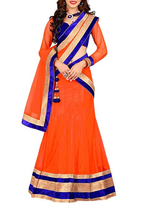 orange net lehenga - 10310349 - Very Small Image - 1