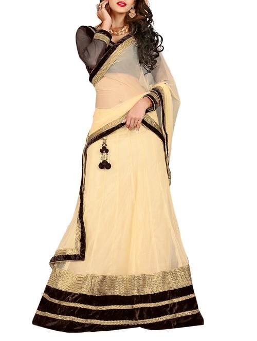 cream net lehenga - 10310351 - Very Small Image - 1