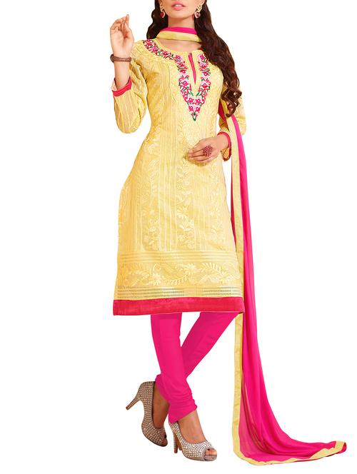 yellow unstitched embroidered suit - 10310902 - Very Small Image - 1