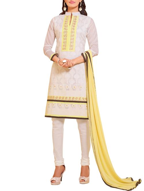 white unstitched embroidered suit - 10310904 - Very Small Image - 1