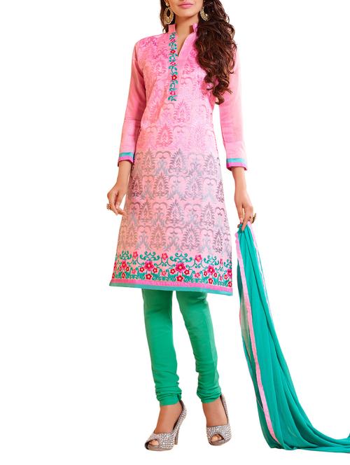 pink unstitched embroidered suit - 10310911 - Very Small Image - 1