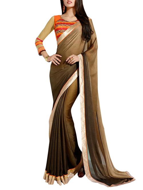dark brown georgette saree - 10311000 - Very Small Image - 1