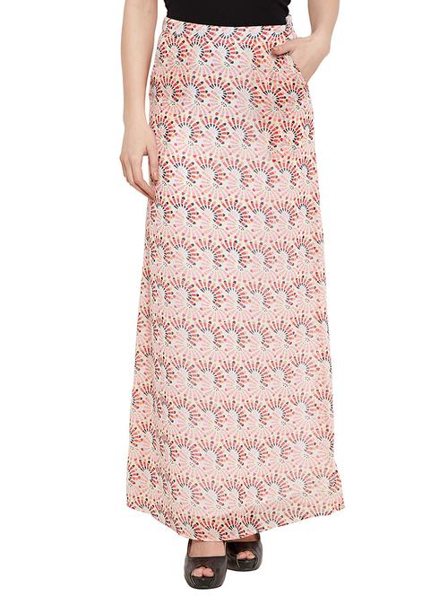 multi printed georgette maxi skirt - 10315144 - Very Small Image - 1