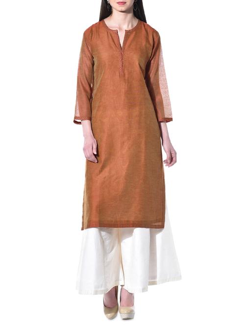 kaanchie Nanggia Rust Chanderi kurta - 10315428 - Very Small Image - 1