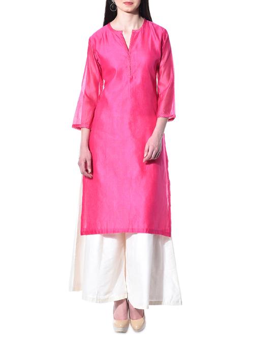 kaanchie Nanggia Pink Chanderi kurta - 10315432 - Very Small Image - 1