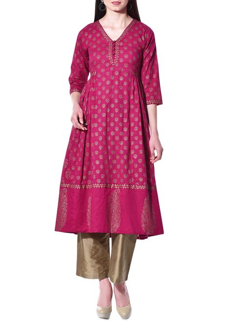 Anarkali hand block printed kurtaa - 10315442 - Very Small Image - 1