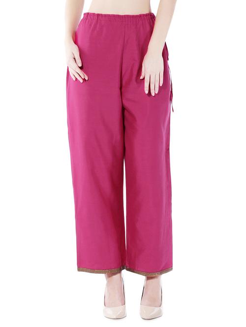 Kaanchie Nanggia Magenta sequined cotton silk palazzos - 10315469 - Very Small Image - 1