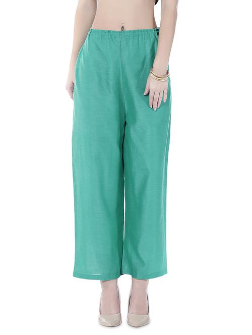 Kaanchie Nanggia Solid sky blue chanderi palazzos - 10315475 - Very Small Image - 1