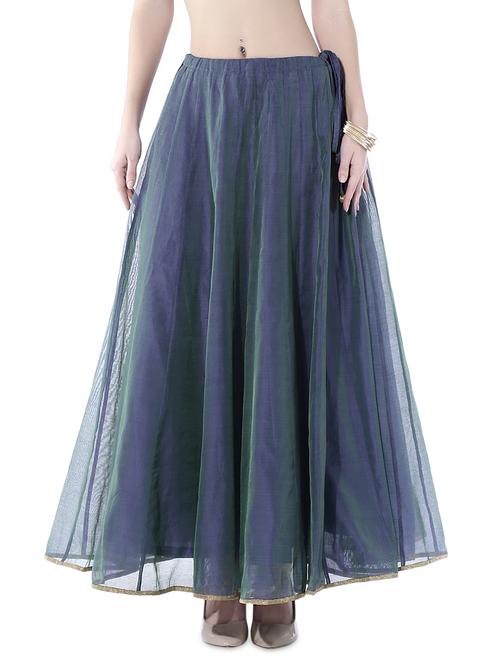 Blue chanderi silk maxi skirt - 10315481 - Very Small Image - 1