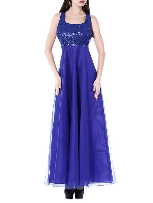 Kaanchie Nanggia Royal blue sequined dupion gown - 10315495 - Very Small Image - 1