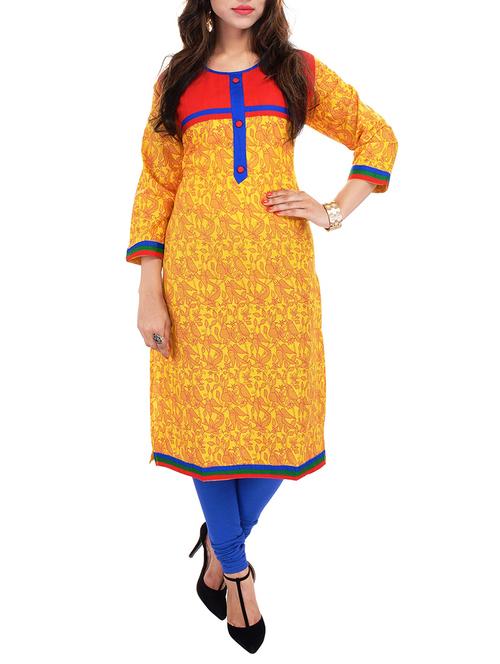 yellow cotton kurta - 10317436 - Very Small Image - 1