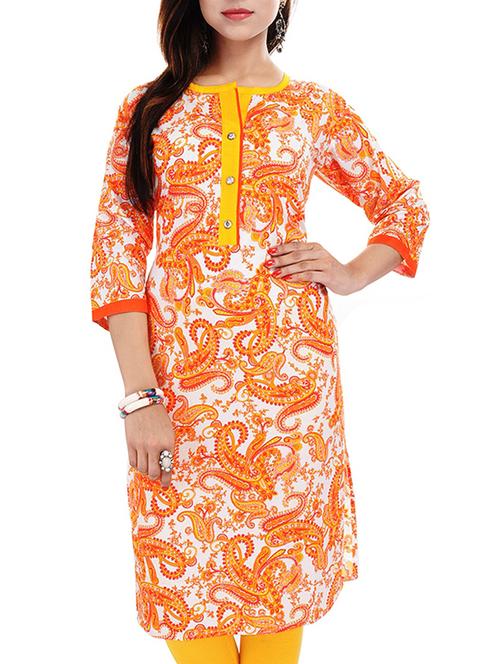 yellow,orange cotton kurta - 10317473 - Very Small Image - 1