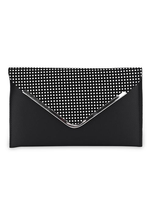 black, white leatherette clutch - 10319948 - Very Small Image - 1