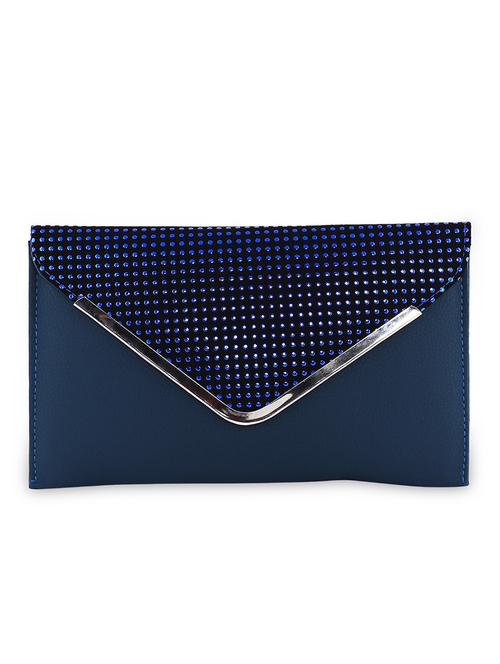 blue, white leatherette clutch - 10319949 - Very Small Image - 1