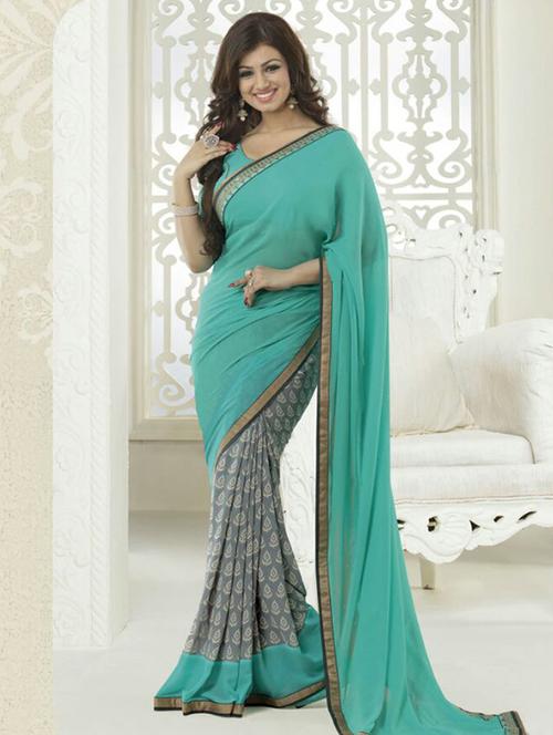 sky georgette saree - 10327088 - Very Small Image - 1