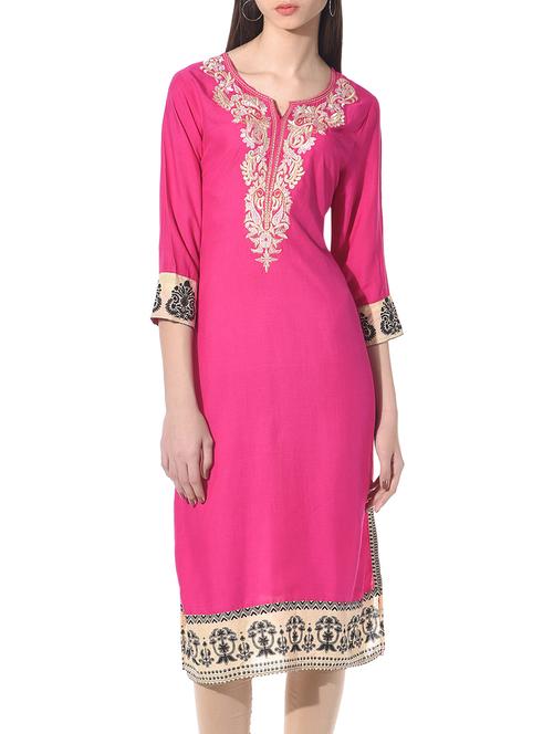 fuchsia rayon kurta - 10327180 - Very Small Image - 1
