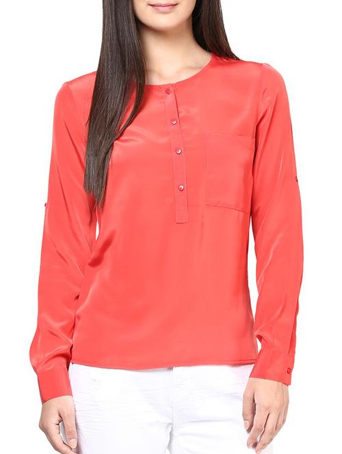orange crepe top - 10328071 - Very Small Image - 1