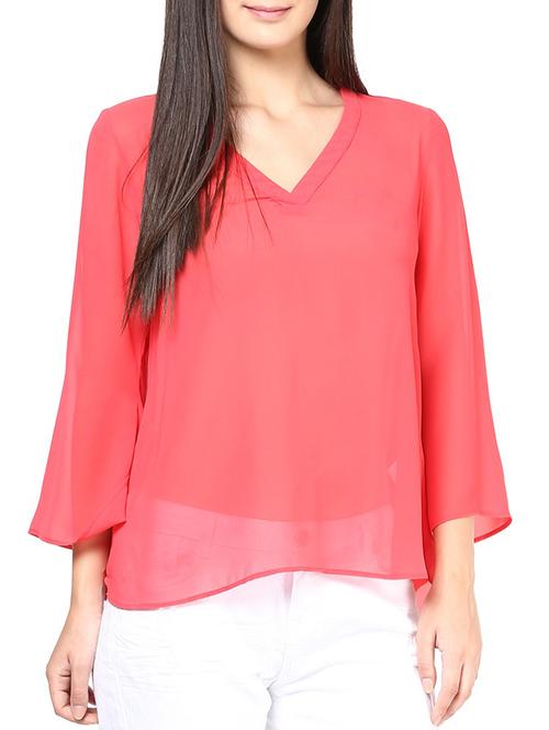 orange georgette top - 10328078 - Very Small Image - 1