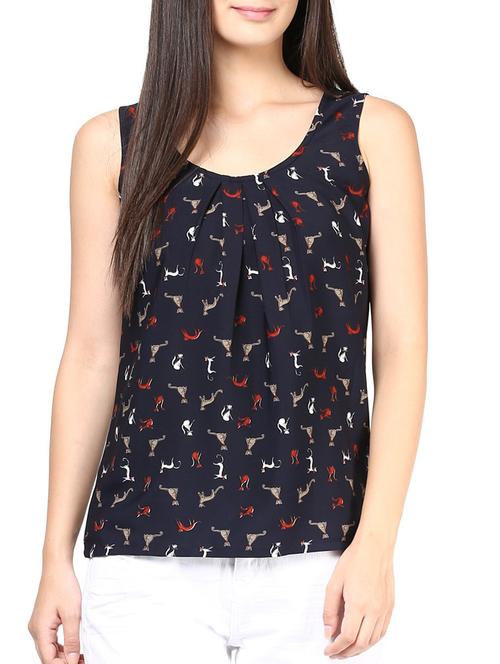 blue crepe top - 10328083 - Very Small Image - 1