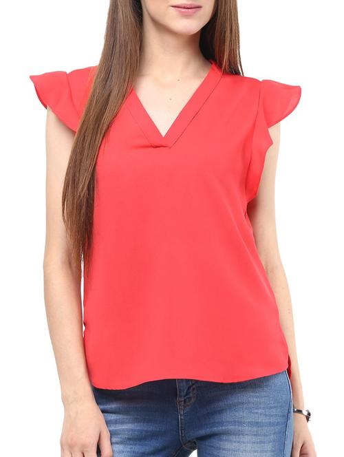 orange crepe top - 10328145 - Very Small Image - 1