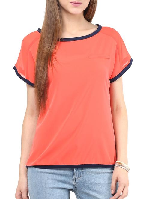 orange crepe top - 10328154 - Very Small Image - 1