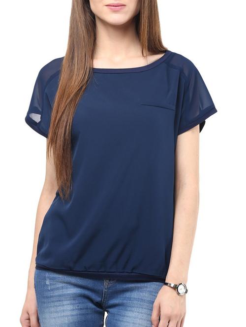 blue crepe top - 10328155 - Very Small Image - 1