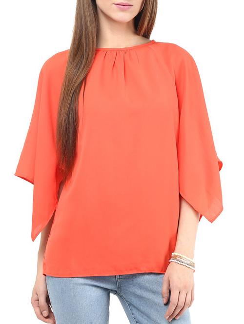 orange crepe top - 10328158 - Very Small Image - 1