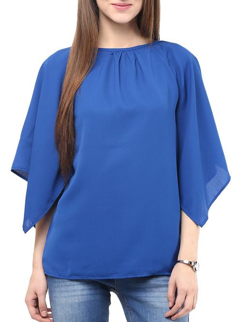 blue crepe top - 10328159 - Very Small Image - 1