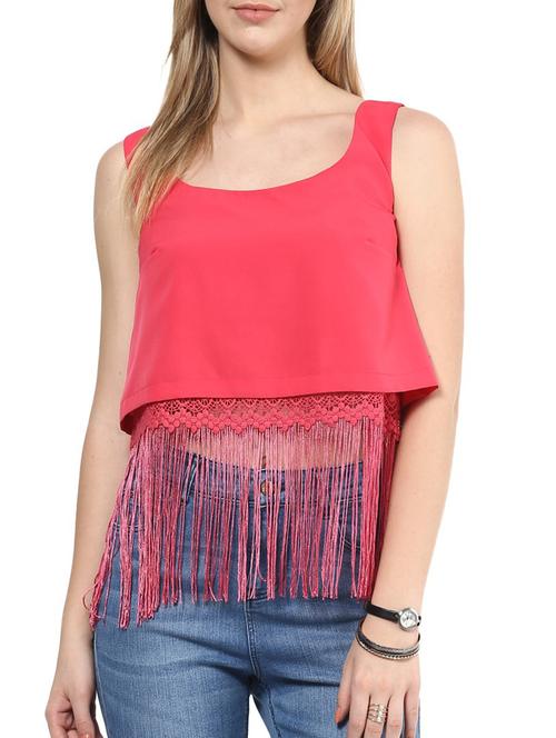 orange crepe top - 10328178 - Very Small Image - 1