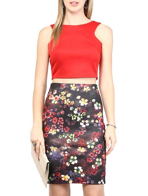 red cotton blend top - 10328190 - Very Small Image - 1