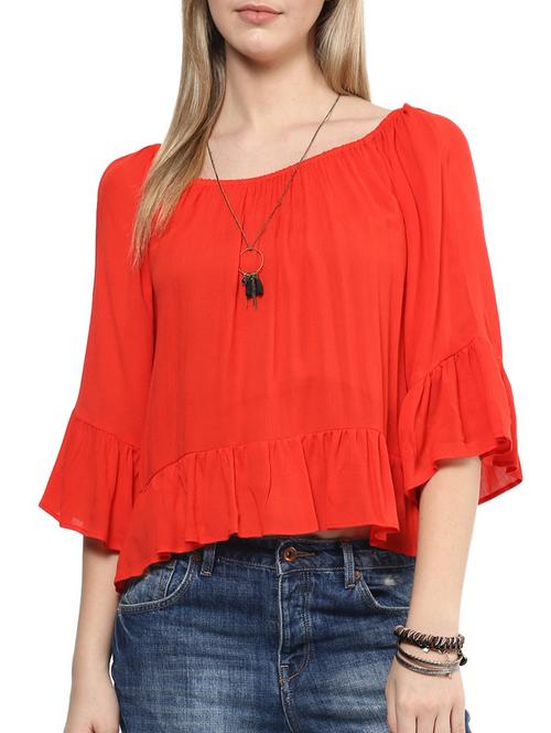 red viscose top - 10328193 - Very Small Image - 1