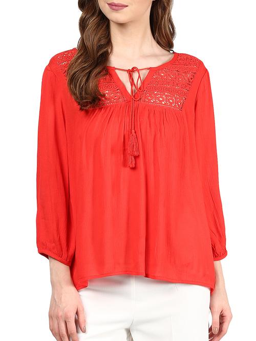 red rayon top - 10328218 - Very Small Image - 1