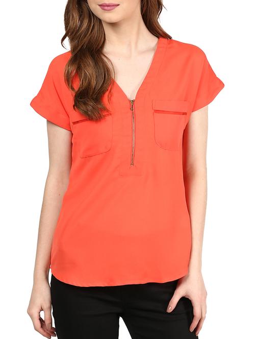 orange crepe top - 10328223 - Very Small Image - 1