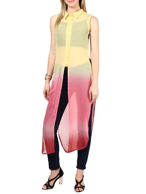 yellow georgette top - 10328241 - Very Small Image - 1