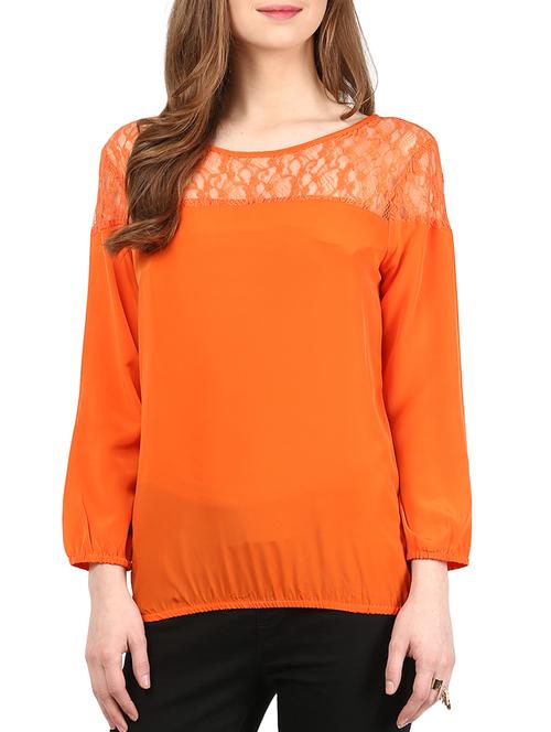 orange crepe top - 10328274 - Very Small Image - 1