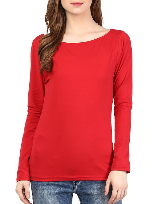 red cotton blend top - 10328299 - Very Small Image - 1