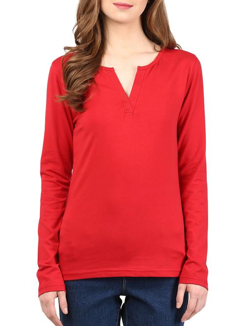 red cotton blend top - 10328305 - Very Small Image - 1