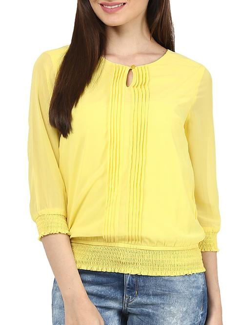 yellow georgette top - 10328401 - Very Small Image - 1