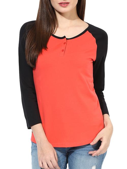 orange cotton blend top - 10328406 - Very Small Image - 1