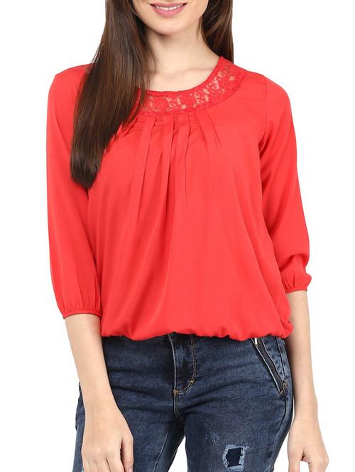 orange crepe top - 10328408 - Very Small Image - 1