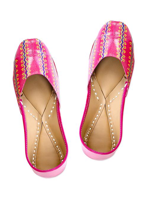 The Haelli Pink handcrafted Leather Hand Painted Juttis - 10343027 - Very Small Image - 1